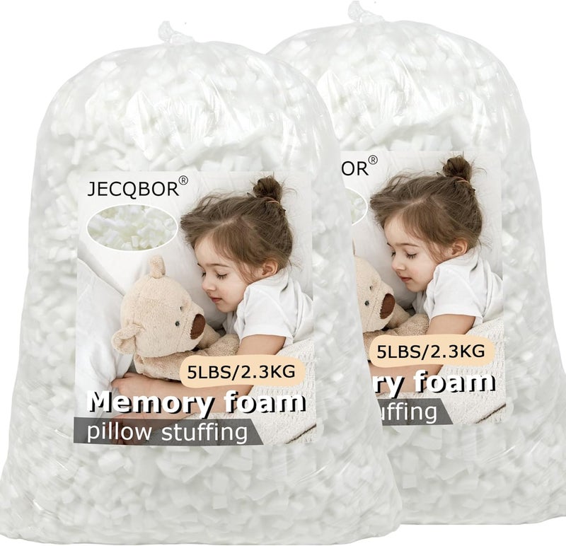 Jecqbor 10lbs Pillow Stuffing for Bed Body Cooling Pillow, Adjustable Cold Shreddred Memory Foam Filling with Polyfill Stuffing Refill for Bean Bag Chair Filler, Stuffed Animal, Couch, Art Crafts - Image 1